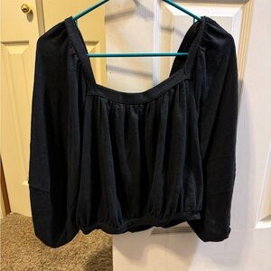 Free People, medium-sized, balloon-sleeve black top